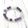 Strand Natural Purple Quartz och Fluorite Armband Vacker färgad sten Yoga Mala Armband Fashion Gift For Men Women