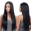 Synthetic Wigs Wig Female Black Medium Split Long Straight Hair High Temperature Silk Mechanism Full Head Cover 230303