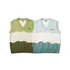 Men s Vests Series V Neck Sweater Fashion Märke Hösten Vinter Löst par ärmlös Green 230302