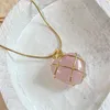 Pendanthalsband 2023 Fashion Opal Heart Necklace Crystal Castle For Woman Girls Rose Quartz smycken Tillbehör gåva