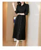 Casual Dresses Celebrity Temperament Long Sleeve Dress 2023 Spring and Autumn Chiffon Visual Women's Big Style Pleated kjol