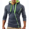Men's Hoodies Casual Sweatershirt Autumn Men Hoodie Classic Diagonal Zipper Hooded Solid Colors Asian Size 4XL Streetwear MWW164