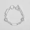 Charmarmband Allyes Fashion Round Crystal Pärlor för kvinnor Punk Hollow Geometric Circle Silver Color Chain Armband smycken