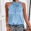 Women's Blouses Women's Printed Blouse Fashion Halter Tie Sleeveless Jacquard Shirt Commuter Ladies Tops Summer 2023 Western Style