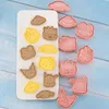 Baking Moulds 3D Cookie Cutter With Stamps Set Hello Cartoon Biscuit Mold For Plastic Cutters Kids 8Pcs Press 1311