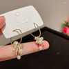 Dangle Earrings U-Magical Korean Bow-knot Imitation Pearl Cubic Zircon Earring For Women C Shape Gold Metal Wedding Jewellery