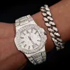 GMF5 luksusowe złoto plisowane lodowane nadgarstek 925 Sterling Sier VVS Moissanite Diamond Hip Hop kwarc W.