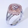 Cluster Rings Gemstones Champagne Crystal Zircon Diamonds for Women Rose Gold Color Jewelry Bijoux Bague Party Accessories Gifts