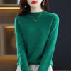 Women's Sweaters 100% Cashmere Sweater Women's Half-Turtleneck Slim Seamless Wool Knitted Bottoming Shirt Hollow Loose In Autumn And Winter 230303