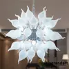 Round Shape White Pendant Lamps Dia26 inches Contemporary Hand Blown Glass Chandelier LED Light Source Hanging Chandeliers for Corridor Decor LR1465