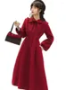 Casual Kleider Herbst Kleid Bowknot Band Langarm Rot Retro Für Frauen Chic Zweireiher Jacke Vestido Midi Ropa Mujer