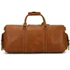 Duffelväskor verkliga äkta läder reser axel messenger manlig affärsresa stor kapacitet bagage väska avslappnad män helg stor handväska