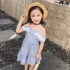 Abiti da ragazza PPXX da bambina Abito in pizzo con spalle scoperte Boutique Plaid Principessa senza maniche Casual Estate Spiaggia Ragazze Abbigliamento per bambini