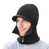 Cappellini da ciclismo Uomo Inverno Caldo Cappello di lana Protezione per le orecchie da esterno Spessa berretto da bicicletta lavorato a maglia Sciarpa Visiere antivento Tide Gorras