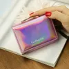 Wallets 2022 Newest Women Short Small Coin Purse Wallet Ladies Leather Folding Card Holder Laser Colorful Coin PursesL230303