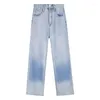 Jean femme 2023 automne femme taille haute mode Baggy décontracté droit Denim pantalon Vintage dégradé couleur jambe large maman pantalon