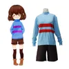 Anime Costumes Anime Game Undertale Frisk Chara Cosplay Come Andertail Sweatshirts High Collar Long Sleeve Clothing Shorts Knivhalsband Z0301