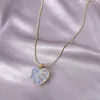 Pendanthalsband 2023 Fashion Opal Heart Necklace Crystal Castle For Woman Girls Rose Quartz smycken Tillbehör gåva