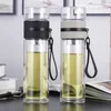 Water Bottles 400-500ML Glass Water bottles for dink tea with infuser Double Wall Bottle for water brief Portable outdoor ST195 230303