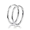 Hoop Earrings Sterling Silver 20mm Diamond Cut Faceted Sleeper Hoops