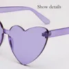 Lunettes de soleil Couleurs Mode Coeur Lunettes de soleil Femmes Lunettes sans monture PC Matériel Lentilles Haute Qualité Boîte Emballage Rapide LX016