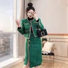 Robe deux pièces Net rouge déesse ventilateur tempérament élégant deux pièces mode femmes vert brillant manteau mince jupe costume femmes 230302