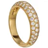 Klaster pierścieni 18K AU750 Żółty Złoty Pierścień Kobiety rocznica ślubu impreza zaręczynowa 3 rzędy okrągłe moissanite Diamond Elegancki modny słodki słodki