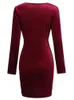 Casual Dresses Premium Flanell Elegant Women Dress Fall Winter Square Neck Longeples Bodycon Ruched Club Party Cocktail Prom