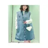 New Designers womens dress triangle pocket belt waist lapel sleeveless denim Casual Hip Ho dress Streetwear