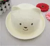 Cute Bear Kids Summer Panama Hats Colorful Girls Luffy Straw Hat Anti-Sunshine Straw Hat Outdoor Beach Lovely Round Baby Sun Hat TO601