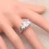 Wedding Rings UFOORO White Zircon Square Design Gold Ring Elegant Clear Stone Bands Engagement For Women Accessories