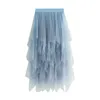 Spódnice kobiety Tutu Tiul spódnica elegancka o wysokiej siatce warstwy warstwowej pół krótkiej imprezy balowej midi na letnią bajkę y2k