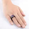 Cluster Rings Hip-hop 14K Black Gold Natural Amethyse Jewelry Ring Anillos De Obsidian Wedding Sapphire Bizuteria Donna Uomo Box