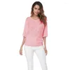 Magliette da donna femminile estate batwing a maniche corte a v-scollo casual dolman top sexy sexy a colori solidi gradini a sfiora