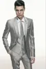 Мужские костюмы Blazers Silver Grey Satin Wedding Men Suit Formal Skinny Styly Blazer Party Party Tuxedo 3 штука Vestidos Mens Suits 230303
