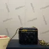 22K Designer Pearl Crush Gold Ball Box Bags Mirror Lambskin Vanity z metalowym sprzętem Matelasse łańcuch Crossbody Card Card Karta na ramię Mini Cosmetic Case 10cm/16 cm