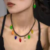 Hangende kettingen 2023 gotische kleur ketting vrouwtjes de gloeilamp sleutelbeen ketting zoete koele geometrie Halloween Gift Ornamenten