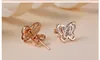 Stud Earrings Fancy Butterfly 18K Real True Solid Genuine Rose Gold AU750 Piercing For Women Female Upscale Office Jewelry
