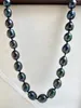 Chaînes prix spécial 12x15mm naturel cultivé noir goutte perle collier femmes mode perle bijoux