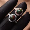 Cluster Rings Opal Ring Real And Natural Black 925 Sterling Silver For Man Or Woman