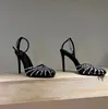Mode Alevi Milano Penelope sandales en cuir bande étroite incrusté de cristal été robe de mariée pour femme luxe fête talons hauts Boîte d'origine