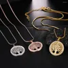 Chains Tree Of Life Crystal Round Pendant Necklace Women Jewelry Gold Chain Silver Color Bijoux Custom Choker Gothic Elegant Gifts