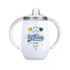 Taza Sippy de sublimación de 10oz, taza de entrenamiento de acero inoxidable con boquilla Sippy y asa, vaso personalizado para niños pequeños para regalo de Baby Shower ss0303