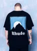 남성 여성 고품질 세척 가슴 포켓 Rhude 티 약간 대형 상단 짧은 슬리브 빈티지 디자이너 티셔츠 셔츠 Z0303