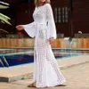 Женские купальные костюмы Сексуальные империю Hollow Swimwear Covers Long Crochet Dress Peach наряды для женщин с одногореями и вырезом летней одежды купальцы T230303