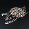 Kettingen 925 Sterling zilveren ketting voor mannen Curb Chain 12mmw gesneden patroon vintage Thaise mannelijke 22inchl