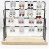 Jewelry Pouches 4-Tier Wooden Earrings Hanging Rack Organizer Showcase Holder Metal Display Stand