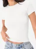 Dames t shirts doornboom vrouwen korte mouw causale basistia's crop top zomer slanke fit solide kleur t-shirts voor feest streetwear 2023