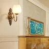 Applique murale de style européen en jadéite, tout en cuivre, pour salon, escalier, chambre à coucher, Club, maison, éclairage de chevet, décoration