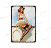 Tin Sign Pin Up Girl Vintage Movie Poster Metal Plaque Sign Bar Home Wall Decor Signs Retro Metal Poster Man Cave Pub Iron Plate 30X20cm W03